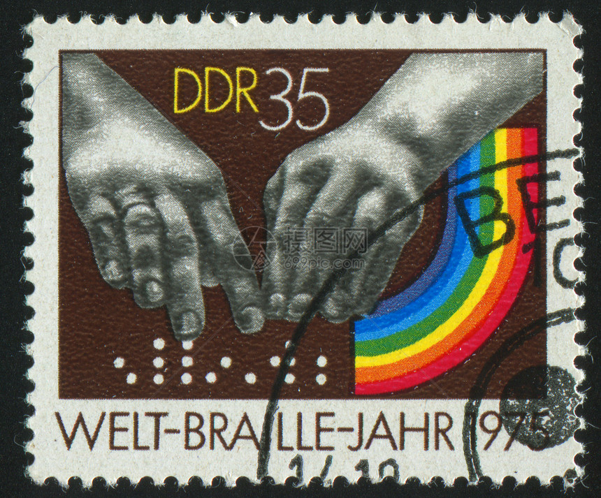 邮票帮助邮戳视觉手指信封颠簸彩虹眼睛语言残障图片