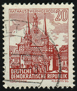 德国风格建筑邮票信封建筑学邮戳集邮历史性建筑房子城市街道古董背景