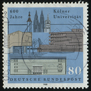 德国风格建筑邮票邮戳风格集邮历史性建筑城市吸引力建筑学信封房子背景