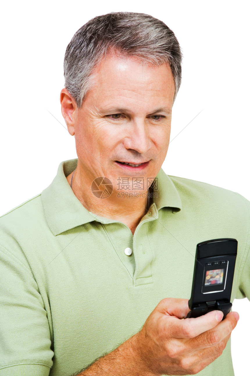 汉文文本短信翻盖讯息衣服沟通电话白色男人手机技术电讯图片