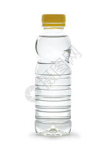装水的瓶子白色工作室液体塑料黄色阴影空白背景图片