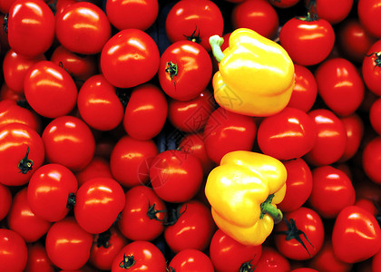 番茄和辣椒相片免费红色照片水果展示市场黄色食物背景图片