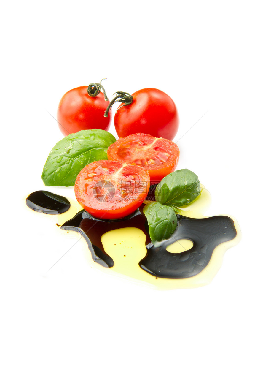 新鲜西红柿 含黄醋沙拉绿色美食食物玻璃草本植物饮食瓶子厨房敷料图片