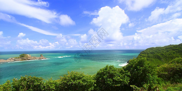 圣卢西亚海岸线旅行热带假期蓝色天堂破坏岩石云景海岸高清图片