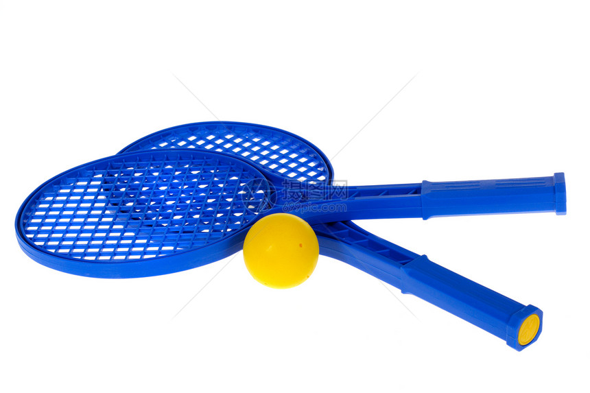 和拉克特球游戏网球蓝色孩子黄色塑料壁球齿轮白色玩具图片