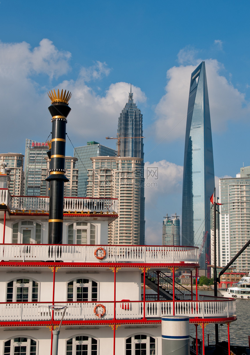 从 puxi 的上海布东风景外滩景观中心高楼摩天大楼旅行办公室场景建筑蓝色图片