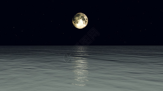 月亮月光海景天空海浪黑暗波浪液体海洋背景图片