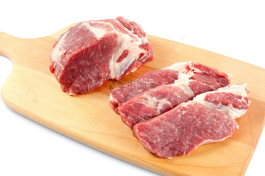 原肉脖子木板肩膀烹饪猪肉牛扒红色白色粉色肌肉图片