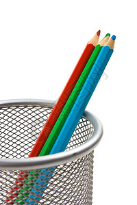 篮子中的铅笔白色艺术艺术家红绿蓝学校工具背景图片