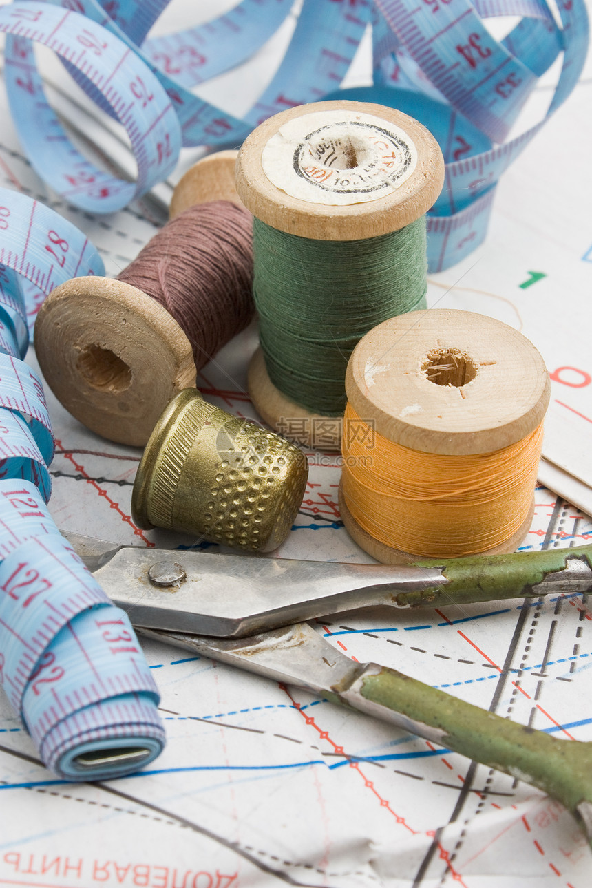 缝线织物工具维修剪刀棉布环形测量缝纫手工裁缝图片