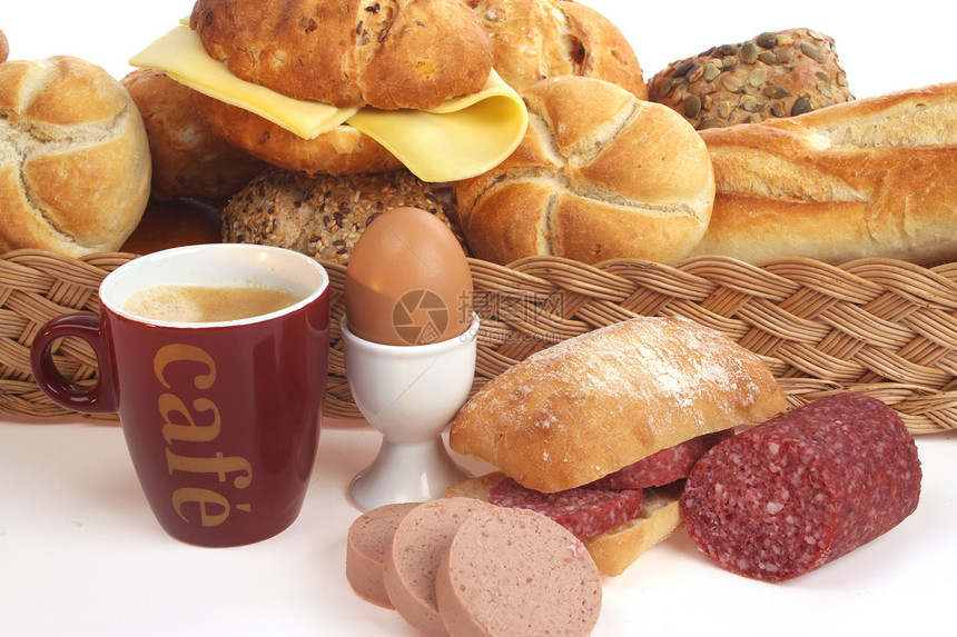 各种面包卷早餐食品美食包子蛋壳市场杯子项目食物商品图片