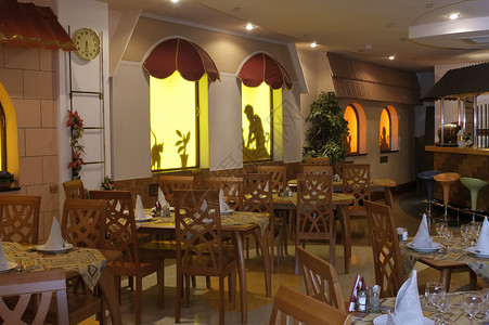 餐馆内地的餐厅餐具桌子酒吧奢华背景图片