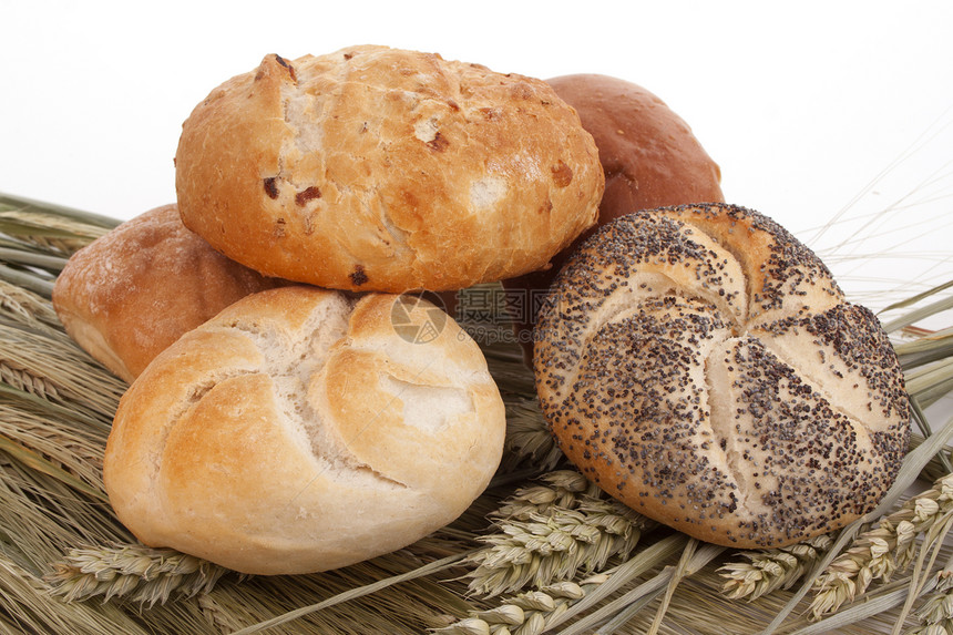 谷物上的各种面包早餐水平厨房食物午餐包子营养面团粮食产品图片