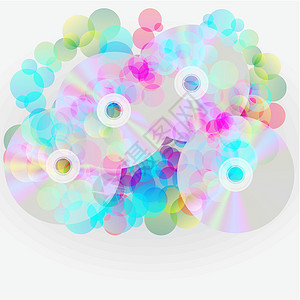 抽象音乐背景插图光盘派对彩虹传单海报碟片气泡背景图片