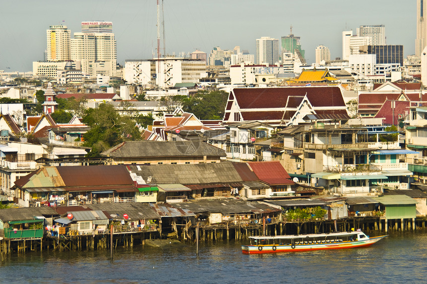 曼谷及其河流旅行运河城市建筑物景观文化异国热带运输情调图片