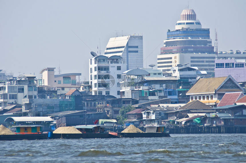 曼谷及其河流异国旅行城市文化建筑物景观情调运输运河热带图片