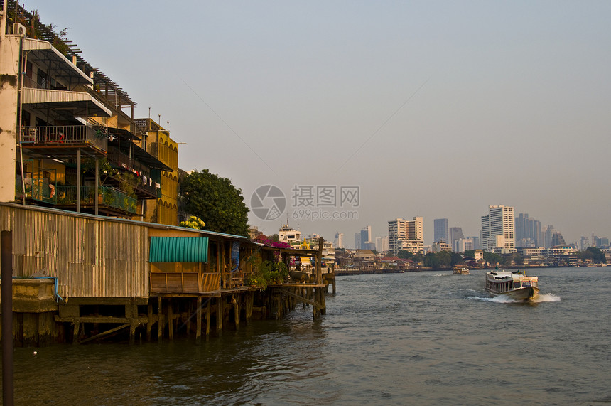 曼谷及其河流异国运河旅行情调文化热带城市运输景观建筑物图片