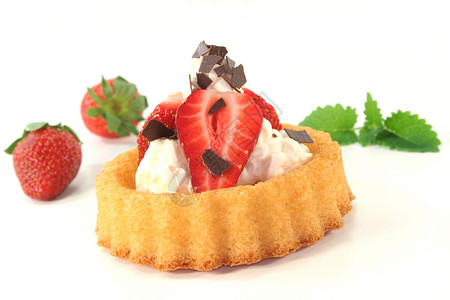 草莓送达菜肴草莓蛋糕鲜奶油高清图片