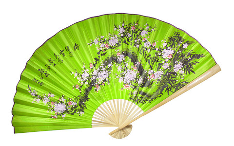 绿色中国风扇艺术扇子文化白色戏剧木头宏观背景图片