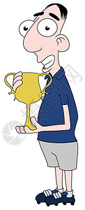 奖杯卡通拥有奖杯的足球运动员背景