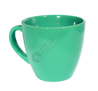 绿色杯用具餐具咖啡杯影响白色反射阴影容量宏观厨具背景图片
