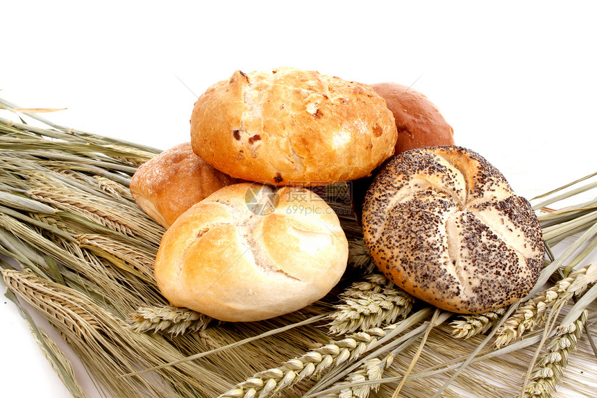 谷物上的各种面包营养面团厨房粮食水平食物包子午餐早餐产品图片