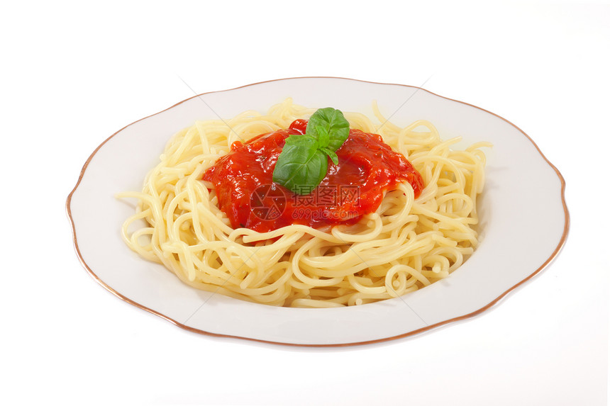 意大利面加酱汁宏观美味盘子美食烹饪食物营养饮食传统面条图片