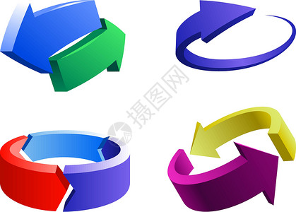 箭头标识元素青色漩涡圆圈绿色生长商业黄色紫色环形红色背景图片