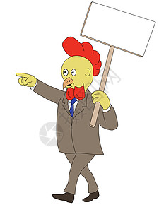 卡通标牌卡通鸡鸡行走标牌标志背景