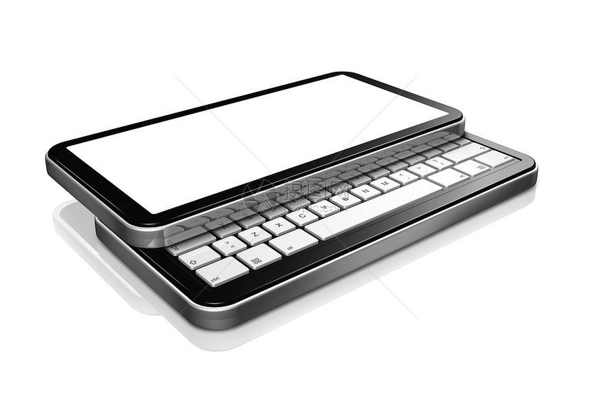 3D移动电话 白上孤立的pda黑色平板触摸屏口袋计算机资料细胞键盘互联网助理图片