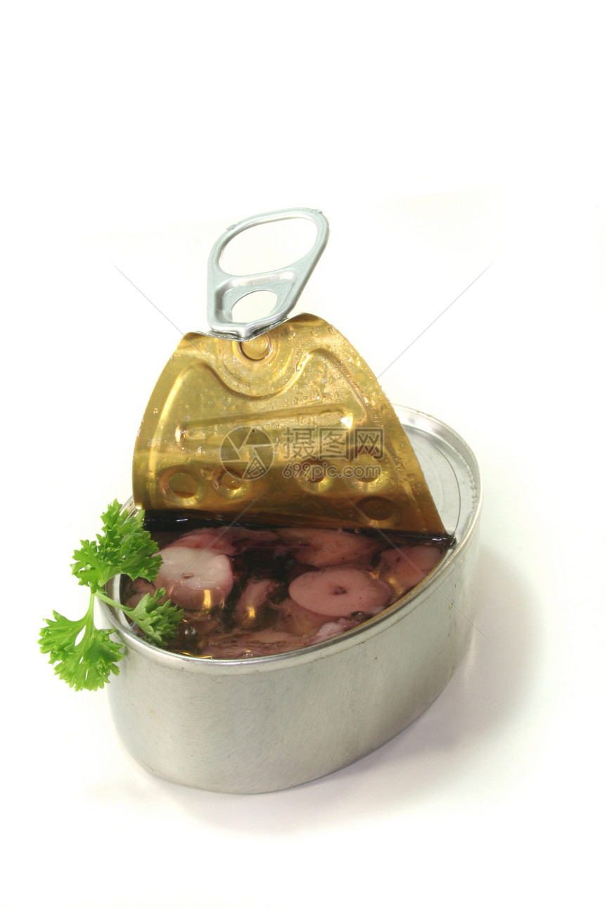 锡鱿鱼文化罐装菜单乌贼香料食物美食白色香菜海鲜图片