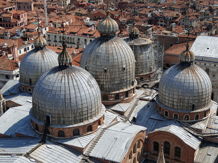 威尼斯空中视图旅游天线全景大教堂房子圆顶景观纪念碑天际正方形图片