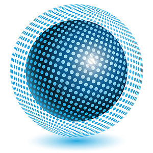 蓝球玻璃白色珍珠按钮数字化蓝色地球梦幻圆圈塑料背景图片