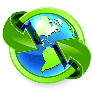 地球和箭头世界生态回收圆圈环境绿色技术蓝色行星背景图片