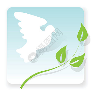 和平广场白鸽插图翅膀天空世界床单白色使者绿色鸽子航班插画
