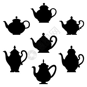 茶装饰一套茶壶插画