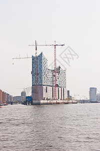Elbe交乐厅房子城市博物馆天际起重机建筑学港口大厅旅游汉堡背景图片