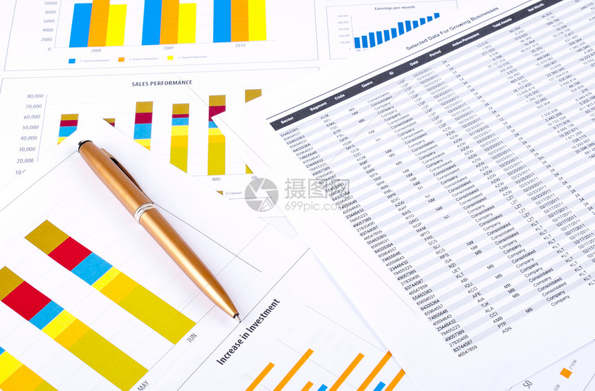 财务图表 数据表和笔图片