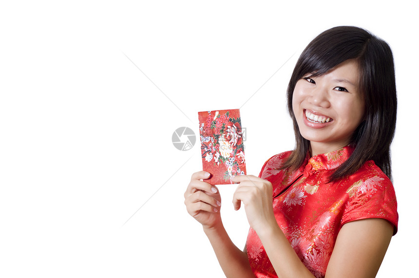 中国新年宗教戏服手势幸福信封女性运气文化服装衣服图片