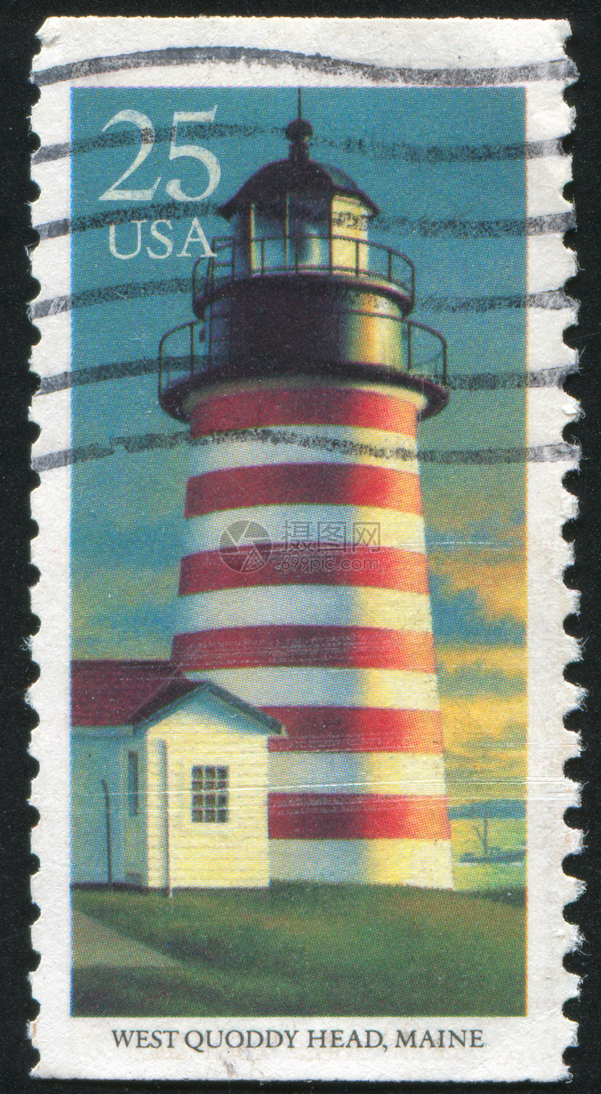 灯塔岩石导航海岸线光束明信片地标古董邮戳支撑集邮图片