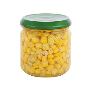 玉米罐营养背景纯色影棚对象正方形食物白色玻璃绿色背景图片