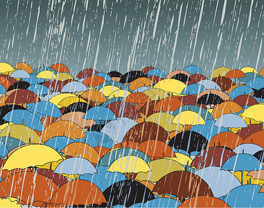 伞状滂沱风暴倾盆大雨插图淋浴团体天气人群背景图片
