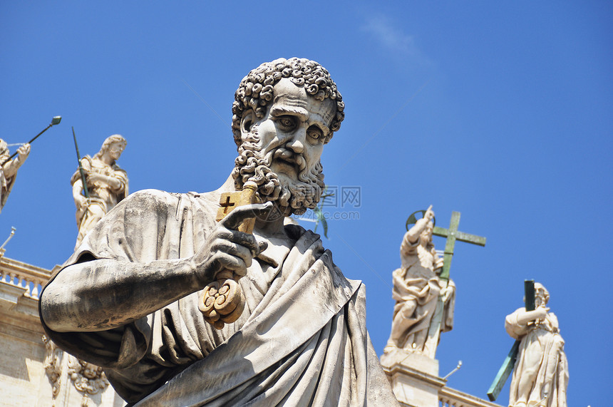 圣彼得艺术大理石雕像正方形钥匙教会天堂宗教教皇基督图片