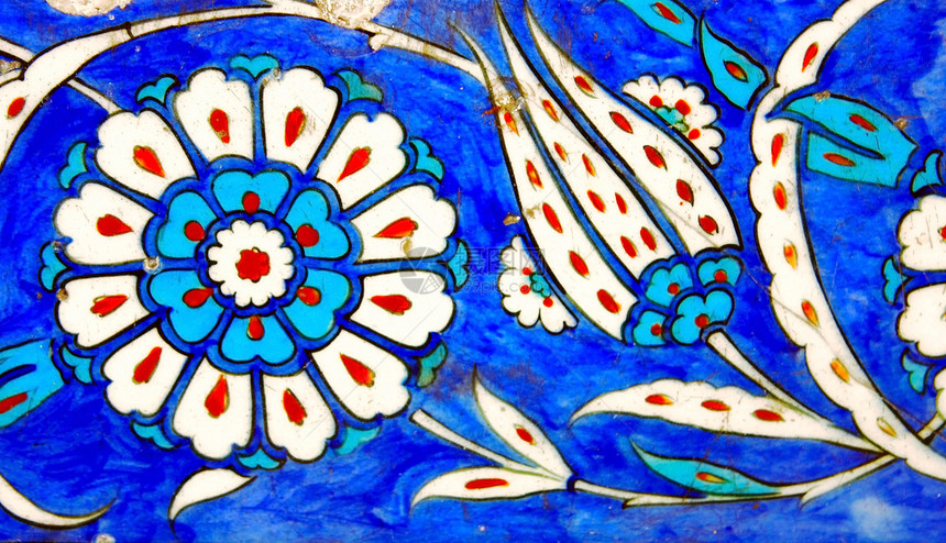 平铺石头陶瓷蓝色艺术古董历史装饰火鸡马赛克手工图片