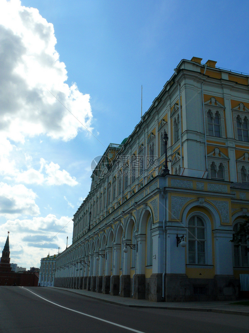 莫斯科大克里姆林宫文化地标蓝色博物馆旅行历史旅游圆顶正方形纪念碑图片