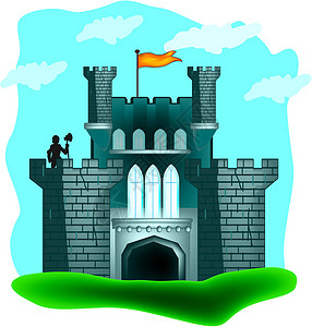 古老城堡城堡建筑酒馆插画