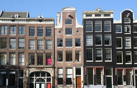 阿姆斯特丹运河房屋豪宅建筑物城市历史街道住宅建筑学背景图片