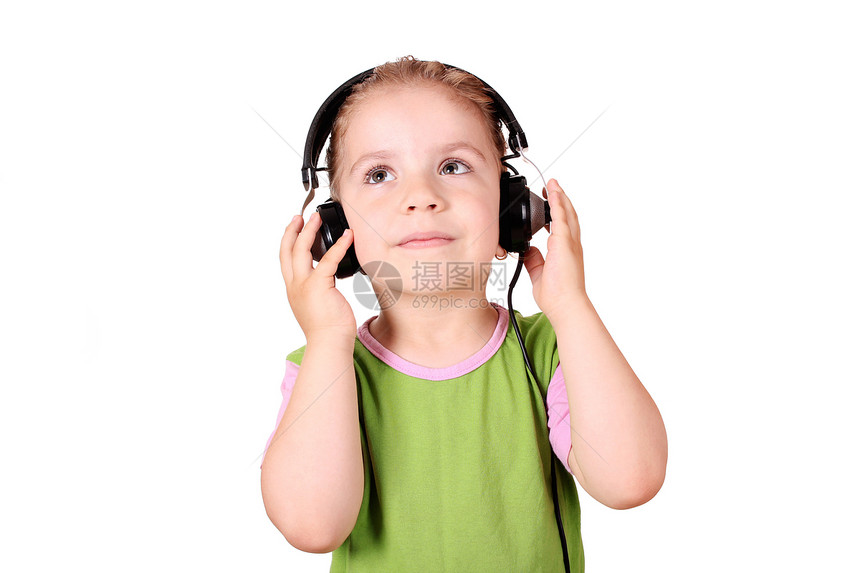 听音乐的小女孩乐趣音乐冒充女儿工作室孩子喜悦女性青年童年图片
