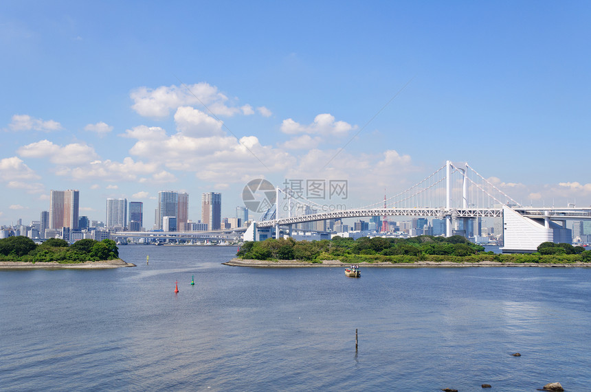 东京天梯港区游客码头旅行港口副中心设施蓝天市中心摩天大楼图片