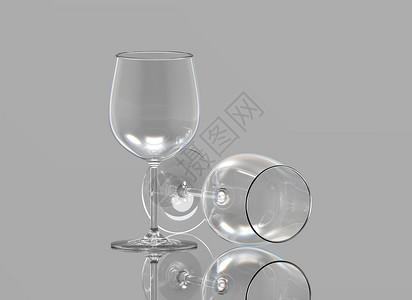 酒杯玻璃餐具插图灰色背景图片